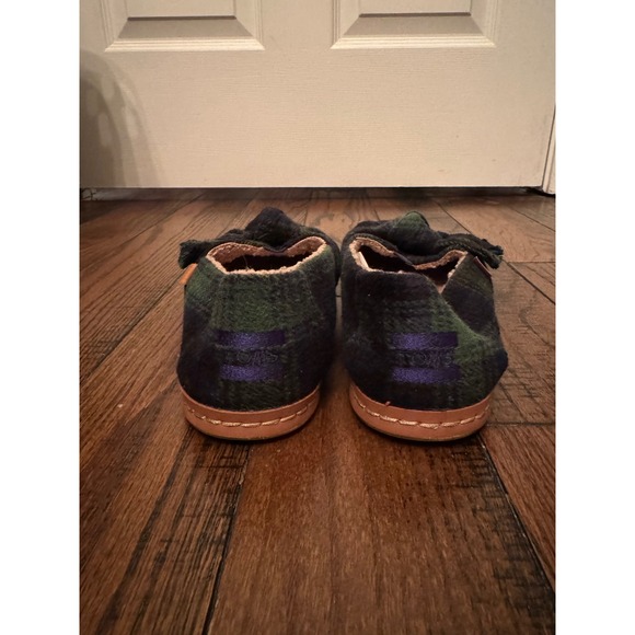 TOMS Women's Plaid Lined Slippers Flats Bow Detail Green Black Size 9.5 - Picture 4 of 7